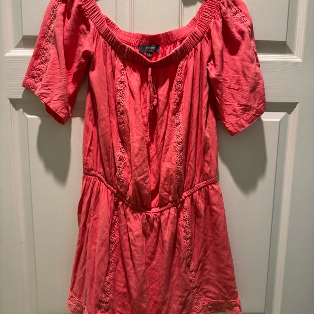 Umgee Coral On/Off-Shoulder Dress